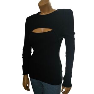 Agolde Black Cut-Out Long Sleeve Top